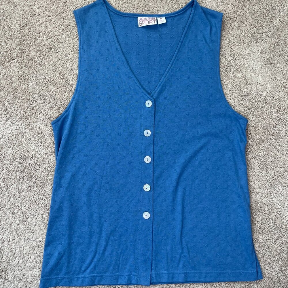 Jaclyn Smith Sport Shirt Womens M Blue Cottagecore Vintage 90s Bohemian Layer